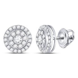 14kt White Gold Mesmerizing Diamond Cluster Stud Earrings - Splendid Jewellery