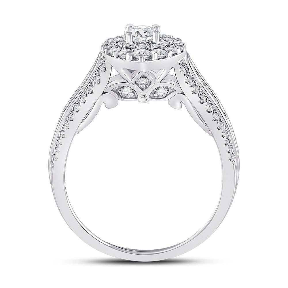 14kt White Gold Mesmerizing Diamond Halo Bridal Wedding Engagement Ring 1 Cttw - Splendid Jewellery