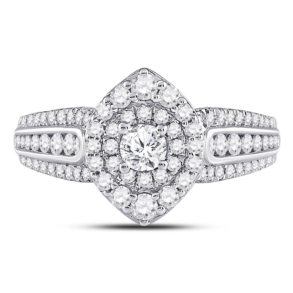 14kt White Gold Mesmerizing Diamond Halo Bridal Wedding Engagement Ring 1 Cttw - Splendid Jewellery