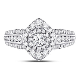14kt White Gold Mesmerizing Diamond Halo Bridal Wedding Engagement Ring 1 Cttw - Splendid Jewellery