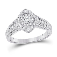 Load image into Gallery viewer, 14kt White Gold Mesmerizing Diamond Halo Bridal Wedding Engagement Ring 1 Cttw - Top View