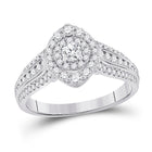14kt White Gold Mesmerizing Diamond Halo Bridal Wedding Engagement Ring 1 Cttw - Top View