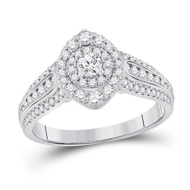 14kt White Gold Mesmerizing Diamond Halo Bridal Wedding Engagement Ring 1 Cttw - Top View