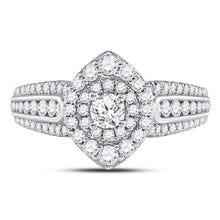 Load image into Gallery viewer, 14kt White Gold Mesmerizing Diamond Halo Bridal Wedding Engagement Ring 1 Cttw - Front View