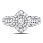 14kt White Gold Mesmerizing Diamond Halo Bridal Wedding Engagement Ring 1 Cttw - Front View