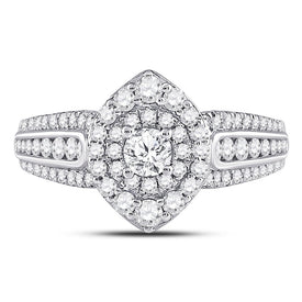 14kt White Gold Mesmerizing Diamond Halo Bridal Wedding Engagement Ring 1 Cttw - Front View