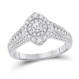 14kt White Gold Mesmerizing Diamond Halo Bridal Wedding Engagement Ring 1 Cttw - Splendid Jewellery