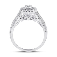 Load image into Gallery viewer, 14kt White Gold Mesmerizing Diamond Halo Bridal Wedding Engagement Ring 1 Cttw - Side View