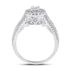 14kt White Gold Mesmerizing Diamond Halo Bridal Wedding Engagement Ring 1 Cttw - Side View