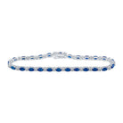 14kt White Gold Oval Blue Sapphire Diamond Fashion Bracelet - Elegant Splendor - Splendid Jewellery
