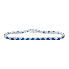 Load image into Gallery viewer, 14kt White Gold Oval Blue Sapphire Diamond Fashion Bracelet - Elegant Splendor - Splendid Jewellery