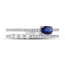 Load image into Gallery viewer, 14kt White Gold Oval Blue Sapphire Fashion Ring: A Mesmerizing Masterpiece - Second Side View