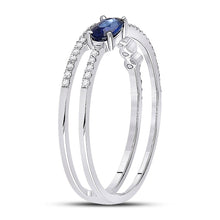 Load image into Gallery viewer, 14kt White Gold Oval Blue Sapphire Fashion Ring: A Mesmerizing Masterpiece - Top View