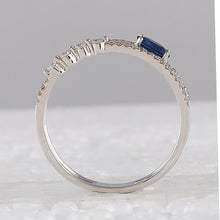 Load image into Gallery viewer, 14kt White Gold Oval Blue Sapphire Fashion Ring: A Mesmerizing Masterpiece - Front View