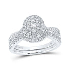14kt White Gold Oval Diamond Bridal Wedding Ring Set - Eternal Love Collection - Splendid Jewellery