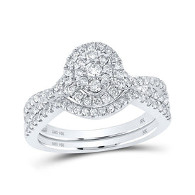 14kt White Gold Oval Diamond Bridal Wedding Ring Set - Eternal Love Collection - Splendid Jewellery