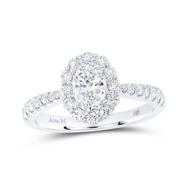 14kt White Gold Oval Diamond Halo Bridal Wedding Engagement Ring - Radiant Elegance - Splendid Jewellery