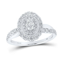 Load image into Gallery viewer, 14kt White Gold Oval Diamond Halo Bridal Wedding Engagement Ring - Timeless Splendor - Splendid Jewellery
