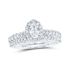 14kt White Gold Oval Diamond Halo Bridal Wedding Ring Band Set 1 Cttw | Enchanting Elegance - Splendid Jewellery