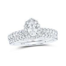 Load image into Gallery viewer, 14kt White Gold Oval Diamond Halo Bridal Wedding Ring Band Set - Eternal Brilliance - Splendid Jewellery