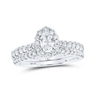 14kt White Gold Oval Diamond Halo Bridal Wedding Ring Band Set - Eternal Brilliance - Splendid Jewellery