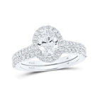 14kt White Gold Oval Diamond Halo Bridal Wedding Ring Band Set - Eternal Love Collection - Splendid Jewellery