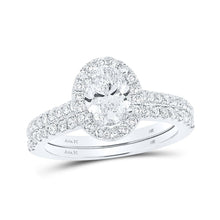 Load image into Gallery viewer, 14kt White Gold Oval Diamond Halo Bridal Wedding Ring Band Set - Eternal Love Collection - Splendid Jewellery