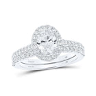 14kt White Gold Oval Diamond Halo Bridal Wedding Ring Band Set - Eternal Love Collection - Splendid Jewellery