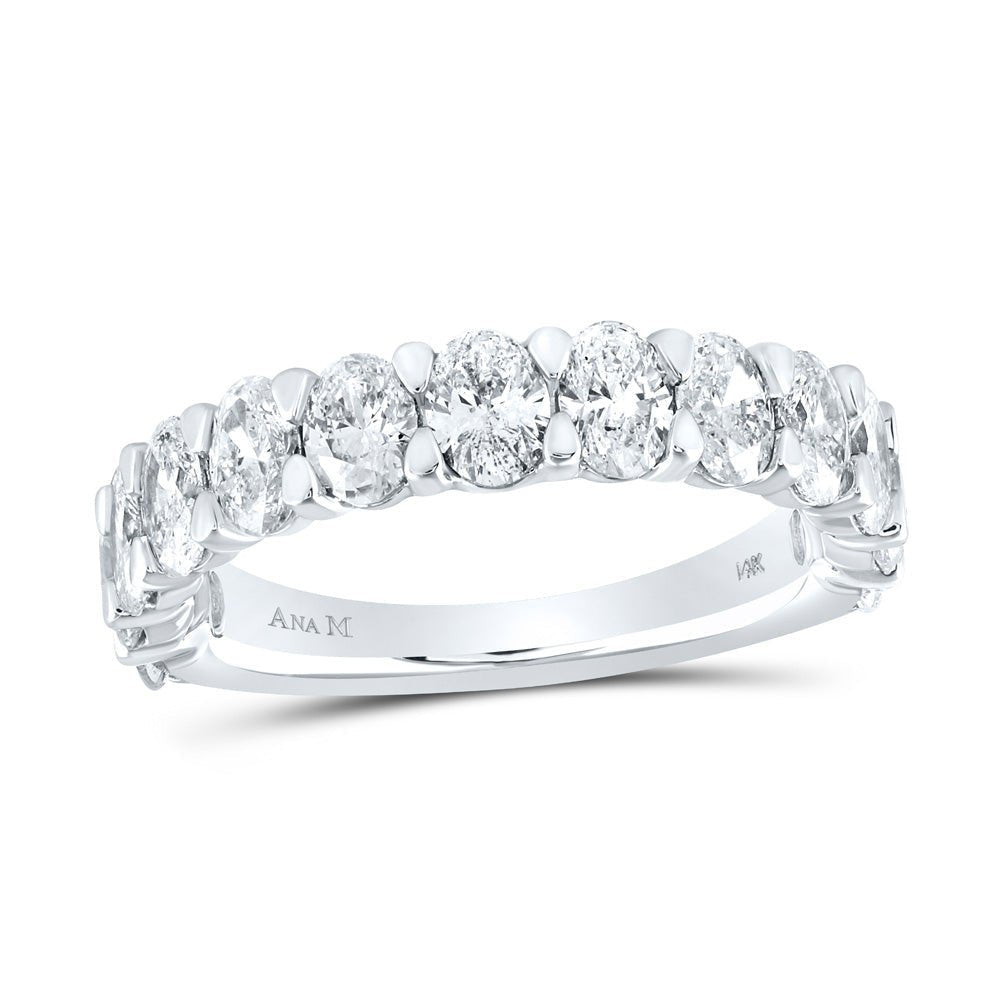14kt White Gold Oval Diamond Single Row Band Ring - A Timeless Splendor - Splendid Jewellery