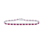14kt White Gold Oval Ruby Diamond Fashion Bracelet - Radiant Elegance - Splendid Jewellery