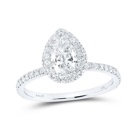 14kt White Gold Pear Diamond Halo Bridal Wedding Engagement Ring 1 - 1/4 Cttw | Radiant Elegance - Splendid Jewellery