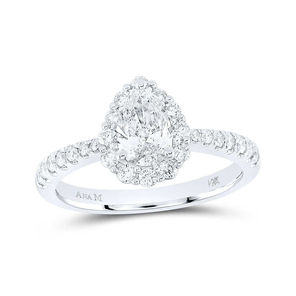 14kt White Gold Pear Diamond Halo Bridal Wedding Engagement Ring: A Timeless Treasure of Love - Splendid Jewellery