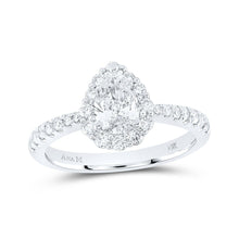 Load image into Gallery viewer, 14kt White Gold Pear Diamond Halo Bridal Wedding Engagement Ring: A Timeless Treasure of Love - Splendid Jewellery