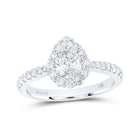 14kt White Gold Pear Diamond Halo Bridal Wedding Engagement Ring: A Timeless Treasure of Love - Splendid Jewellery