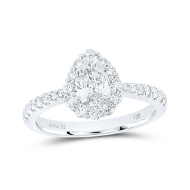 14kt White Gold Pear Diamond Halo Bridal Wedding Engagement Ring: A Timeless Treasure of Love - Splendid Jewellery
