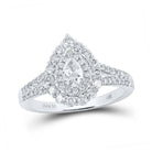 14kt White Gold Pear Diamond Halo Bridal Wedding Engagement Ring - Eternal Brilliance - Splendid Jewellery