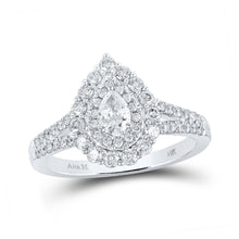Load image into Gallery viewer, 14kt White Gold Pear Diamond Halo Bridal Wedding Engagement Ring - Eternal Brilliance - Splendid Jewellery