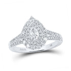 14kt White Gold Pear Diamond Halo Bridal Wedding Engagement Ring - Eternal Brilliance - Splendid Jewellery