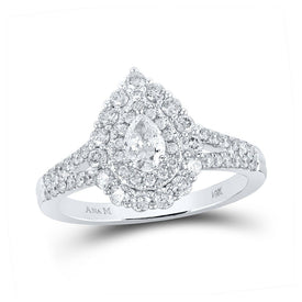 14kt White Gold Pear Diamond Halo Bridal Wedding Engagement Ring - Eternal Brilliance - Splendid Jewellery