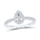 14kt White Gold Pear Diamond Halo Bridal Wedding Engagement Ring - Radiant Elegance - Splendid Jewellery