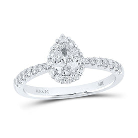 14kt White Gold Pear Diamond Halo Bridal Wedding Engagement Ring - Radiant Elegance - Splendid Jewellery