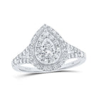 14kt White Gold Pear Diamond Halo Bridal Wedding Engagement Ring - Radiant Elegance - Splendid Jewellery