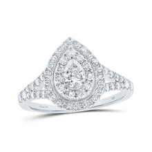 Load image into Gallery viewer, 14kt White Gold Pear Diamond Halo Bridal Wedding Engagement Ring - Radiant Elegance - Splendid Jewellery