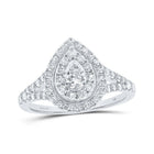 14kt White Gold Pear Diamond Halo Bridal Wedding Engagement Ring - Radiant Elegance - Splendid Jewellery
