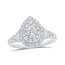 14kt White Gold Pear Diamond Halo Bridal Wedding Engagement Ring - Radiant Elegance - Splendid Jewellery