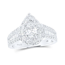 Load image into Gallery viewer, 14kt White Gold Pear Diamond Halo Bridal Wedding Engagement Ring - The Timeless Elegance - Splendid Jewellery