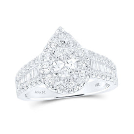 14kt White Gold Pear Diamond Halo Bridal Wedding Engagement Ring - The Timeless Elegance - Splendid Jewellery