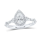 14kt White Gold Pear Diamond Halo Bridal Wedding Engagement Ring - The Timeless Elegance - Splendid Jewellery