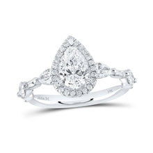 Load image into Gallery viewer, 14kt White Gold Pear Diamond Halo Bridal Wedding Engagement Ring - The Timeless Elegance - Splendid Jewellery
