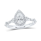 14kt White Gold Pear Diamond Halo Bridal Wedding Engagement Ring - The Timeless Elegance - Splendid Jewellery